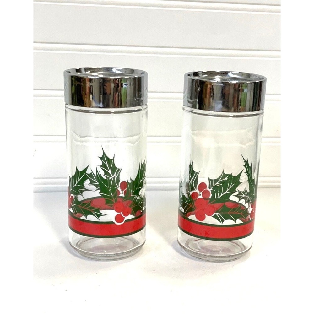 Vintage‎ Libbey Christmas Salt and Pepper Shakers: Holly Berry Dinnerware